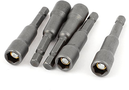 uxcell Magnetic Head Hex Socket Nut Setters Driver Bits (5 Piece), 13mm x 65mm/8mm