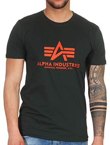 Alpha Industries Herren Basic T-Shirt,Grün (Dark Petrol 353), Small