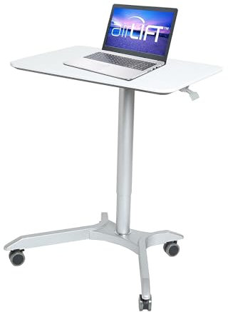 Seville Classics Airlift height adjustable mobile Sit-Stand Desk (68,8 bis 106,4 cm H), white