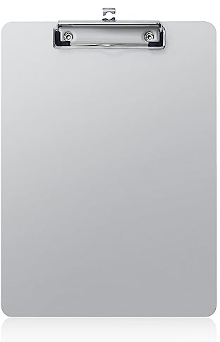 Sunnyclip Metall-Klemmbrett, rostfreies, hängbares Klemmbrett aus recyceltem Aluminium mit niedrigem Profil-Clip, Platte für A4-Blatt, für Bauunternehmer, Büro, Geschäft, Schule, Lehrer, Jobsite,