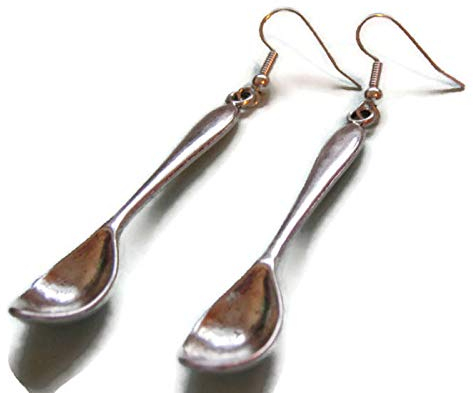 Silver Knight Tibetan Silver Dinner Time Spoon Earrings On Sterling Silver Hooks Free Organza Gift Bag