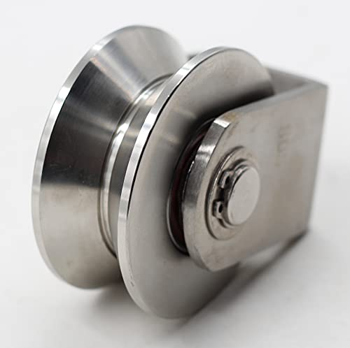 Chiloskit 304 - Rueda corredera de acero inoxidable de 82 mm con ranura en V para ruedas de 500 kg