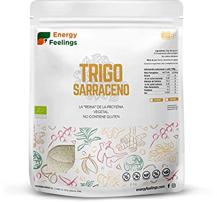Energy Feelings Harina de Trigo Sarraceno, Ecológica y Vegana, Harina Integral Sin Gluten, Fácil Digestión, Apta para Cualquier Dieta, 1,2 Kg