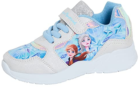 Disney Mädchen Frozen 2 Sporttrainingsschuhe Kinder ELSA Anna Easy Touch Schnellverschluss Schnürschuhe Freizeitpumps Blau 29 EU Kind