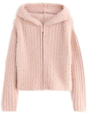 NEXT Mädchen Flauschige Kapuzenjacke mit durchgehendem Reißverschluss