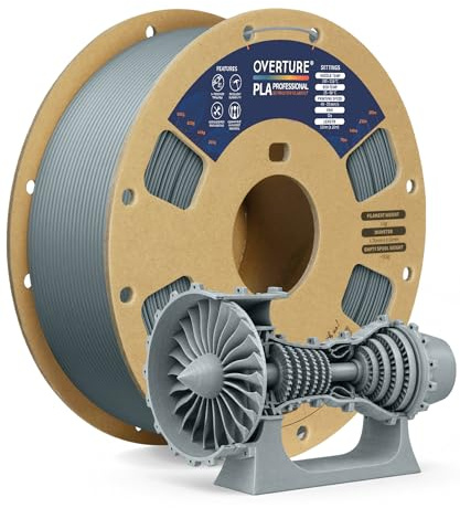 OVERTURE PLA Plus (PLA+) Filament 1.75mm, Stronger & More Durable, Professional Toughness 3D Printer Filament, 1kg (2.2lbs), Cardboard Spool, High Precision +/- 0.02mm (Light Grey)