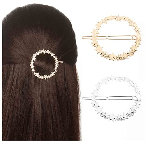 Yheakne Boho Kreis Stern Haarspange Gold Runde Haarspange Haarspangen Vintage Hohl Kreis Haarnadeln Dekorative Kopf Clip Geometrie Haarspange Haarschmuck für Frauen und Mädchen (Gold)