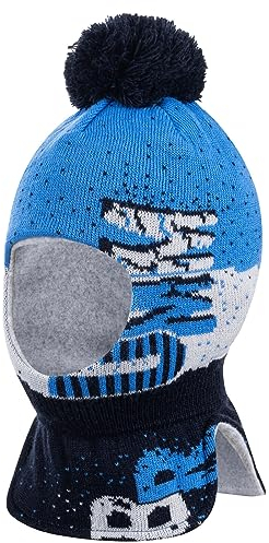 AJS Jungen Winter Mütze Schlupfmütze Schalmütze Strick Warme Wintermütze 44/48, Farbe: Blau