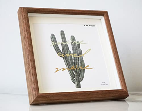 20,3 x 20,3 cm großer Holz-Bilderrahmen mit 17,8 x 17,8 cm, quadratischer Bilderrahmen mit Glas, für Wand und Schreibtisch, Holz-Bilderrahmen