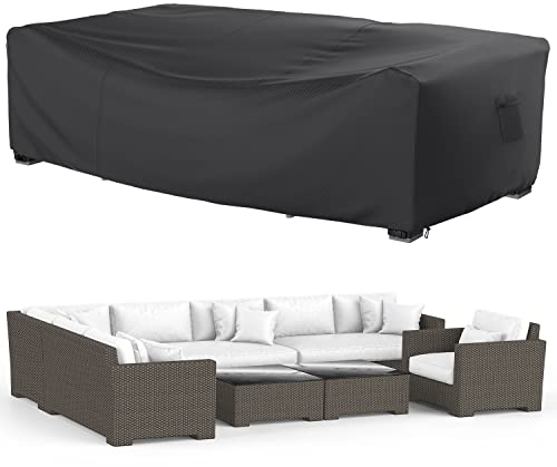 BROSYDA Abdeckung für Gartenmöbel 280x204x106cm, Wasserdicht, 600D Oxford Gewebe, Rechteckig Abdeckplane Gartenmöbel, Schwarz, Regenschutz Staubfest, für Sofa Staubdicht, Tisch, Gartentische, Stühle
