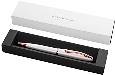 Pelikan Kugelschreiber Jazz Noble, Perlmutt (Weiß), für Rechtshänder und Linkshänder, eleganter Metall-Kugelschreiber im Geschenketui, 821742