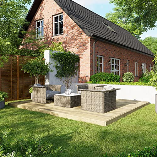 Powersheds High Grade Premium Wooden Decking Kit made from Timber Wood with No Hand Rails, Easy Installation, Weather Resistance and Anti-Rot Protection