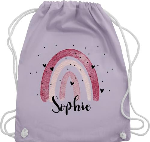 Turnbeutel Rucksack - Boho Regenbogen I Boho Rainbow - Unisize - Pastell Lila - kindergarten beutel kindergartenbeutel name kita turnsack stoffbeutel schule personalisierte