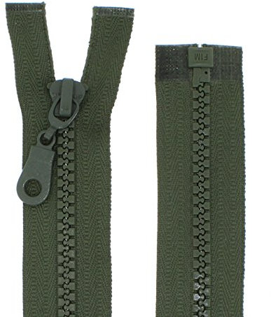 Chiusura lampo per giacche in plastica, chiusura lampo divisibile (verde oliva 70 cm)
