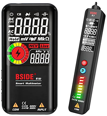 Multimetro Digitale Intelligente e Penna Rilevatore di Tensione con Grande Schermo a Colori Kit di Tester Elettricista Automatico BSIDE S10 e X1 Set di Tester Multifunzionale per Fili Elettrici