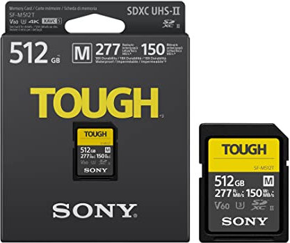 Sony SDXC 512GB SF-M Tough Series - V60 UHS-II U3 - Digital Memory Card - Read 277MB/s Write 150MB/s [SFM512T]