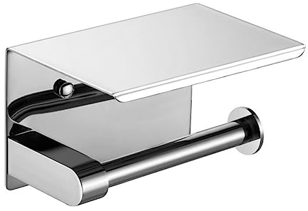 Generic Toilettenpapierhalter mit Telefonablage, Wandmontage, Toilettenpapierrollenhalter für Badezimmer, Waschraum, Silber-1roll, Edelstahl