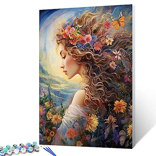 Malen nach Zahlen für Erwachsene und Anfänger, Motiv: Sonnenblume, Wildblumen, digitales Ölgemälde-Set auf Leinwand mit Pinseln und Acrylpigmenten, afrikanische Frauen, Heimdekoration, Boho-Geschenke,