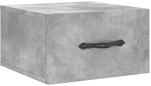 vidaXL Wand Nachttisch, Nachtschrank mit reichlich Stauraum, Hängend Nachtkommode Nachtkonsole, Wandschublade Wandregal für Schlafzimmer, Betongrau