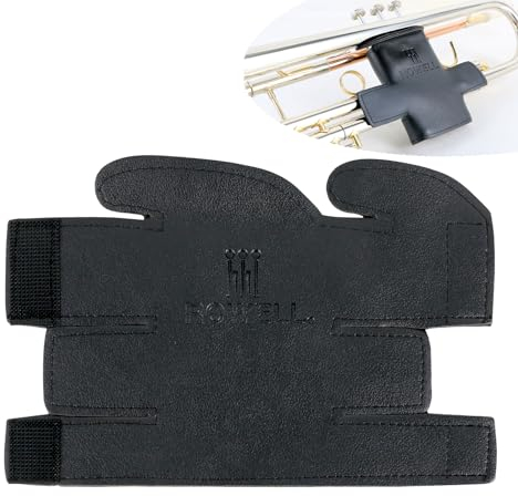 ROWELL Trompeten-Handschutz, Leder, Trompetenventilschutz, tragbar, Trompetenventilabdeckung, Trompeten-Handschutz, Pads als Schutz vor Korrosion, Kratzern und Flecken (schwarz)