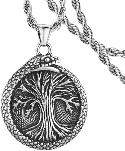 Wikinger Halskette für Männer Talisman St. George Drache Rabe Norse Wolf Kompass Amulett Satan Baphomet Ziege Nordic Viking Rune Punk Schmuck Geschenke Celtic Knot Anhänger Halskette