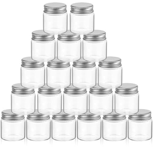 HOMSFOU 20 Piezas 20 Mini Botes De Cristal Con Tapa Hermética 47 * 50 50ml Recipientes Pequeños Con Tapa Pequeña Botella De Vidrio Lata De Tarro De Sello Botella De Budín Tapa De Aluminio