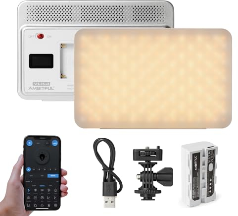AMBITFUL Video Lighting with App Control, Bi-Colour 2800-6800K, 10 FX Effects, Hot Shoe Base for Photography Video Lighting Studio, CRI/TLCI 95+ (VL15B