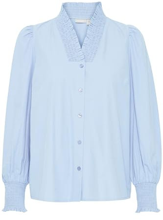 fransa FRPOPS SH 2 Damen Bluse Langarmbluse V-Ausschnitt 50% Baumwolle, 50% Polyester Regular fit, Größe:XL, Farbe:Endless Sky (164022)