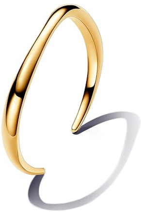 PANDORA Essence Organisch Geformter Offener Armreif aus Sterling Silber mit vergoldeter Metalllegierung, Größe: 17,5cm, 563310C00-2