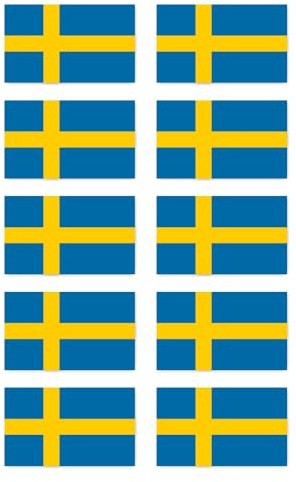 Aufkleber: 50x30 mm, 10 Stück - Flagge - Schweden - SE - für Auto, Koffer, Laptop und mehr