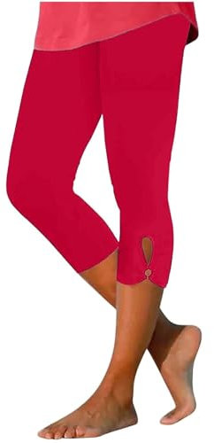 Générique 2024 AI - Leggings da Donna Leggings a Vita Alta per le Donne Hallow Out Pantaloni Yoga leggings esercizi Pantaloni Pelle Gravidanza, rosa acceso, S