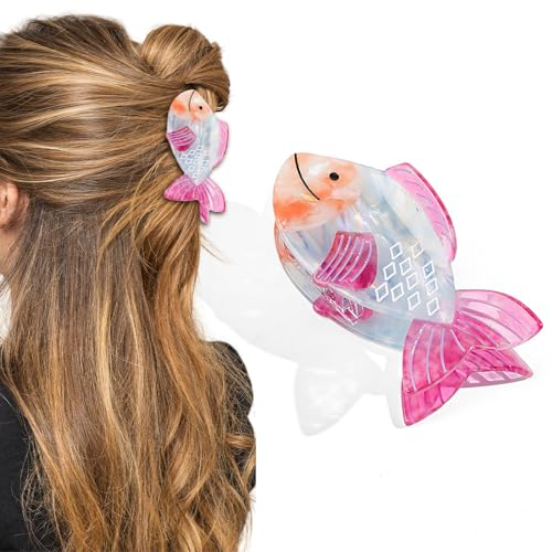 Pince à griffes pour cheveux de poisson Calkrer pour femmes, accessoires de décoration, support rigide en acrylique avec poignée, pince à cheveux d'animaux marins, non antidérapante pour récipient.
