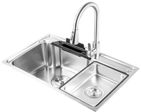 Lavello argento Lavello Cucina 1 Vasca in Acciaio Inox Lavabo da Cucina Incasso al mobile Lavello Vasca Singola Con lavabo,rubinetto estraibile for cucina,sala da pranzo