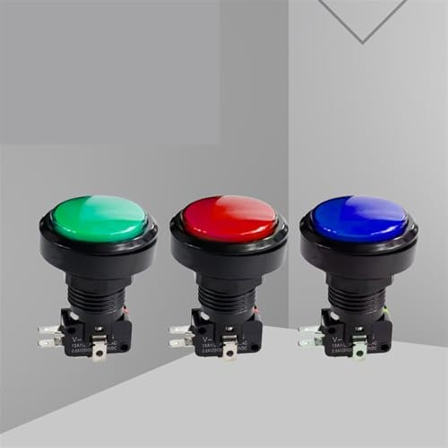 Druckschalter mit großem Kopf, 41 mm, Maschinenzubehör, Klick-Reset, Momentan-Reset, Leistungsteil, 1 Schließer, 1 Öffner, 15 A, 250 VAC(White,5PCS_NO LIGHT)