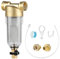 SWAWIS Spin-Down Filtro Acqua Sedimenti, 40 Micron Prefiltro dell'Acqua Riutilizzabile con Adattatori, Filtro Sedimentario per Tubo dell'Acqua Pozzo, Prefiltro in Ottone Sedimento Spin-Down(1/2'')