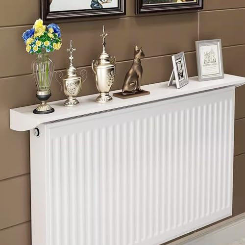 Aluminum Alloy Floating Radiator Shelf Slim White Radiator Cover 120cm Length x 15cm Width Heater Cover Storage Rack No Drilling Required Supports up to 28kg Weight Ideal for Radiators 25 17