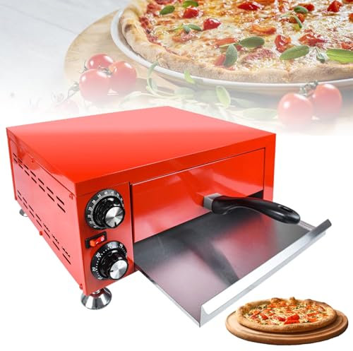 Electric Pizza Oven,12/16 Inch Single Deck Stainless Steel Countertop Pizza Maker With Handle/Crumb Tray/Adjustable Temperature 0-572°F (0-300°C),1100W,Drawer Toaster Oven for Home Restaur
