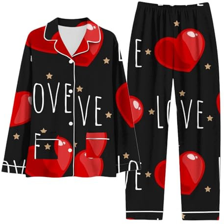 Pigiama Donna Cotone Set di Pantaloni a Maniche Lunghe con Tasca con Bottoni Casual alla per San, Lettere d' Tuta Pigiama Pile Donna Camicia da Notte Premaman (Dark Gray, XXXL)