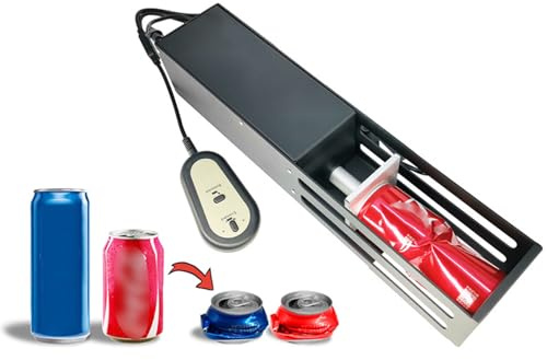 Pneumatic Can Crusher, Automatic Trash Compactor with Controller, Automatic Countertop Can Crushers, for Recycling Standard 160~500ML Cans and 250~350ML Plastic Water Bottle, for Aluminum Seltzer,Cola