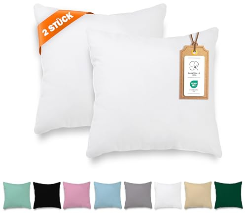 Veluna Home Kissenbezug 80x80cm - 100% Baumwolle(2er-Set) - Weiß - Dicht gewebt mit 57 Fäden/cm² - Kopfkissenbezug - Oeko Tex Zertifiziert - Renforcé Kissenhülle für Kissen mit Reißverschluss