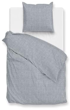 Zo! Home Flanell Bettwäsche 155x220 Flanella di Lino Denim Uni Melange blau