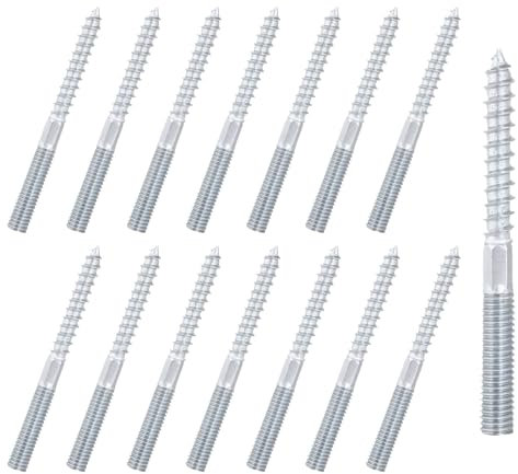 Fhioevt 15 Pezzi Vite a doppio Filetto Vite Doppia M8 x 100mm viti Prigioniere Torx doppia Vites Bullone Vitis-doppia Filettatura Vitis per Legno con Testa Esagonale Viti a Doppia Testa per Mobili
