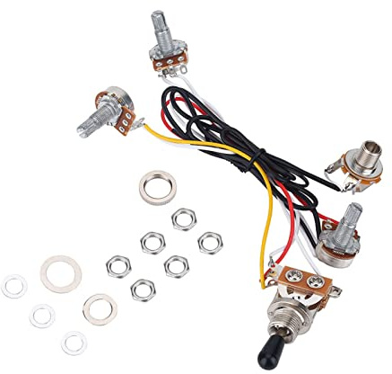 2 Volume 1 Tone 1 Jack 500K Pots 3 Way Switch Wiring Harness for Electric Guitar Bass