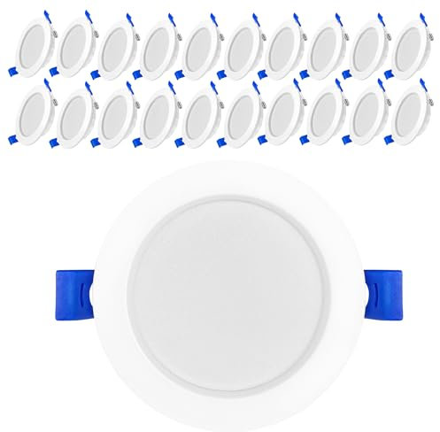 YRHome 20er 9W LED Einbaustrahler 220V IP44 Einbauleuchten für das Bad Deckenspots LED für Badezimmer Wohnzimmer Einbauspots Ø90-100mm Lochdurchmesser Rund Flach LED Spots - Kaltes Licht 2700-3200K