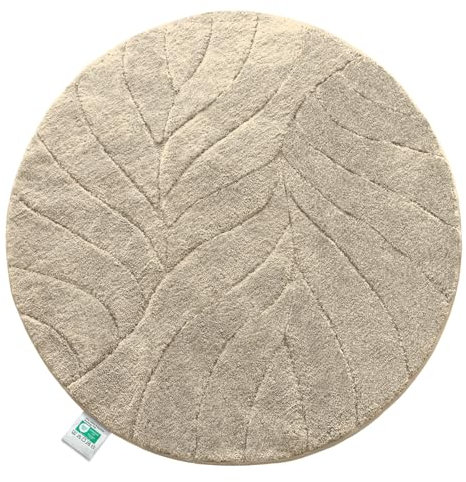 Floordirekt Badteppich - extra flauschig & schnelltrocknend - Badezimmerteppich mit rutschhemmender Rückseite - Badematte Duschvorleger (Maris) (Ivory, rund 120 cm)