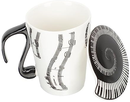 KICHOUSE Porzellan Kaffeebecher Mit Musikmotiv Dekorative Teetasse Für Büro Und Zuhause Für Heiße Getränke Wie Tee Und Kaffee Mit Kunsthandwerk-detail Geschenkidee Für Musikliebhaber
