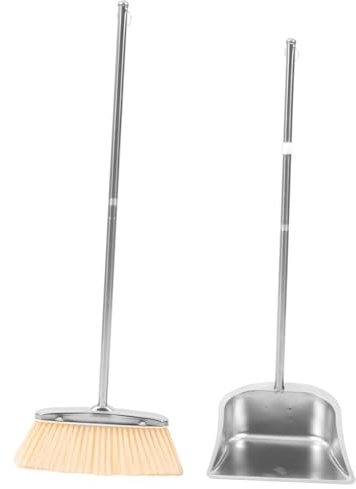 CIYODO 1 Juego Juego de recogedor y Escoba escobilla rozalen Barrer House Escoba y recogedor Familiar Essential de dormitorios universitarios Escoba para el hogar Acero Inoxidable Silver