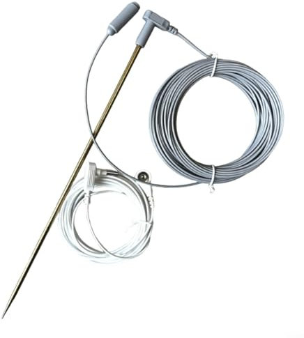 Varilla de tierra, kit de varilla de conexión a tierra de cobre, 30 cm con alambre de 16 m para alfombrillas Pads hojas, dispersión de corriente eléctrica