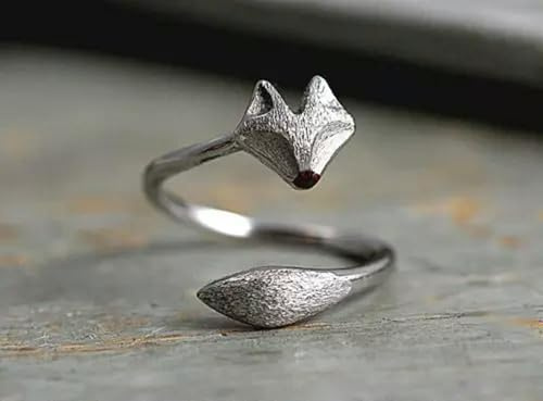 Damen-Ring, modisch, offene Größe, Gold/Silber, Fuchs, Punk, Paar, Liebesschmuck, Geschenk, Silber