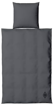 Borussia Mönchengladbach Wende-Bettwäsche „Cosy“ – 135×200 & 80×80 cm | Offizieller Fanartikel Fohlenshop | Bio-Baumwolle, gesticktes Vereinslogo | Grau-meliert/Hellgrau | Inkl. Baumwollbeutel